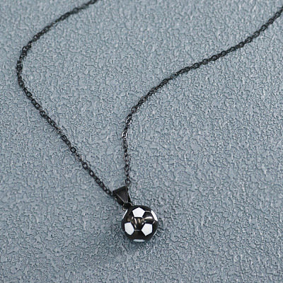 Football 201 Stainless Steel White Enamel Pendant Cable Chain Necklaces for Men FS-WGF314D-07-1