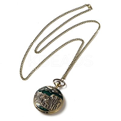 Alloy Glass Pendant Pocket Necklace WACH-S002-01AB-1