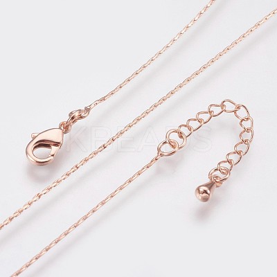 Long-Lasting Plated Brass Boston Link Chain Necklaces NJEW-K112-08RG-NF-1