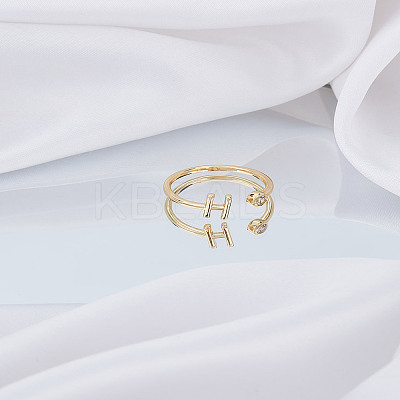 1Pc Brass Micro Pave Clear Cubic Zirconia Open Cuff Rings for Women RJEW-LP0002-37H-1