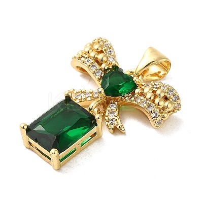 Rack Plating Brass Micro Pave Cubic Zirconia Pendants KK-P241-19G-03-1