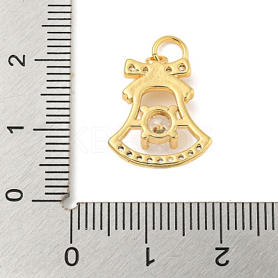 Rack Plating Brass Micro Pave Clear Cubic Zirconia Pendants KK-B093-24G-1