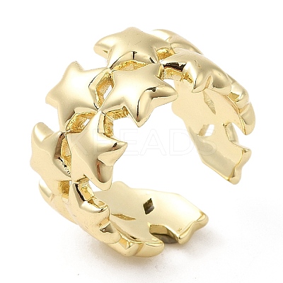 Brass Star Open Cuff Rings RJEW-K089-02G-1