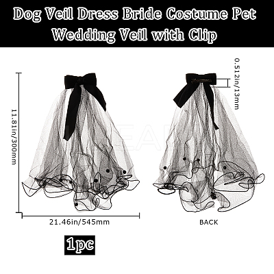 1PC Polyester Dog Pet Wedding Bride Veil AJEW-GF0010-48B-1