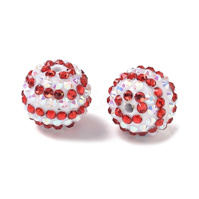 Striped Resin Rhinestone Beads OACR-A037-01H-1