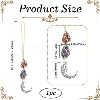 Nuggets Natural Red Jasper & Amethyst Pouch Pendant Decorations HJEW-WH20002-03B-1