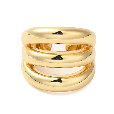 Three-layer Brass Open Cuff Rings for Women RJEW-A046-08G-1