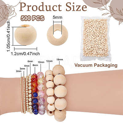 Unfinished Natural Wood European Beads WOOD-PH0009-04E-1