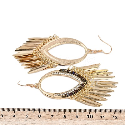 Brass Rhinestone Teardrop Tassel Chandelier Earrings EJEW-U058-02G-1