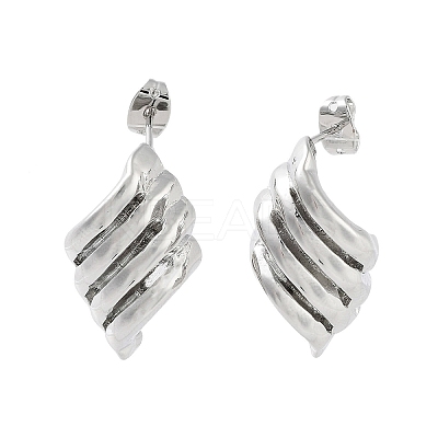 Twist Rhombus Brass Stud Earrings EJEW-Q811-24P-1