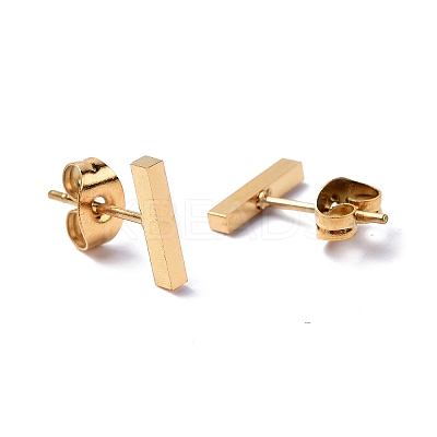 Ion Plating(IP) 304 Stainless Steel Cuboid Stud Earrings for Women EJEW-K243-01G-1