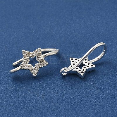 Rack Plating Brass Micro Pave Clear Cubic Zirconia Earring Hooks KK-A231-08S-1