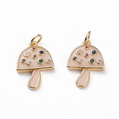 Brass Micro Pave Colorful Cubic Zirconia Pendants X-KK-C100-09G-1