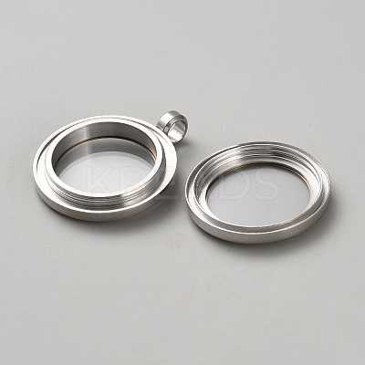 Stainless Steel Glass Photo Living Memory Floating Locket Pendants STAS-WH0033-59B-1