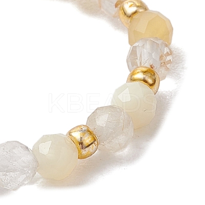 Natural Rutilated Quartz Beaded Stretch Rings RJEW-JR00867-05-1