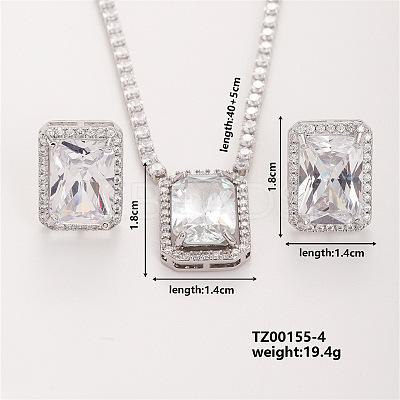Women's Glass Rectangle Necklace & Earrings Set for Fashionable Look LO8107-4-1