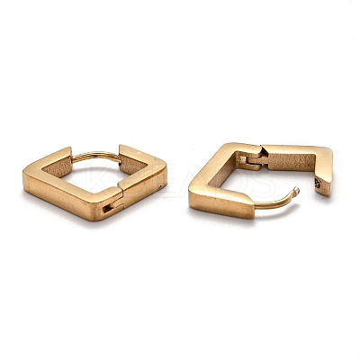 304 Stainless Steel Rhombus Huggie Hoop Earrings STAS-H156-08G-1