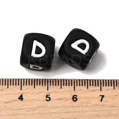 20Pcs Black Cube Letter Silicone Beads 12x12x12mm Square Dice Alphabet Beads with 2mm Hole Spacer Loose Letter Beads for Bracelet Necklace Jewelry Making JX433D-1