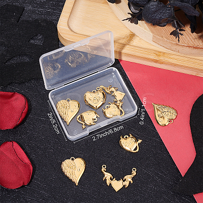 12Pcs 4 Style 304 Stainless Steel Pendants STAS-BBC0001-60-1
