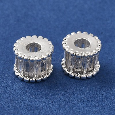 Rack Plating Brass Pave Clear Cubic Zirconia Beads KK-M285-29S-1