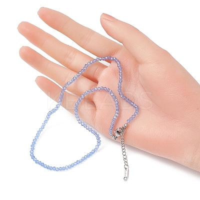 6Pcs 6 Colors Glass Faceted Rondelle Beaded Necklaces with 304 Stainless Steel End Chains NJEW-JN05494-1