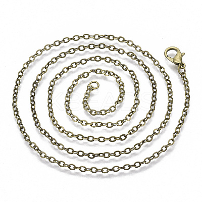 Brass Cable Chains Necklace Making MAK-N029-01AB-1
