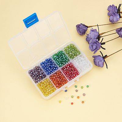 1 Box 6/0 Glass Seed Beads Transparent Colours Lustered Loose Spacer Beads SEED-X0050-4mm-13-1