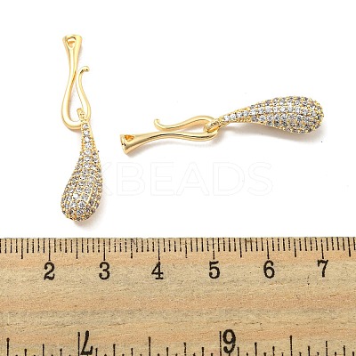 Brass Micro Pave Clear Cubic Zirconia S-Hook Clasps KK-L211-008G-1
