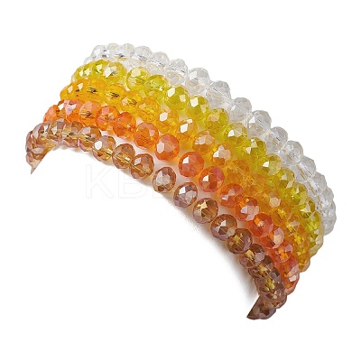 5Pcs Glass & Brass & Acrylic Beaded Stretch Bracelets Set BJEW-JB09677-03-1