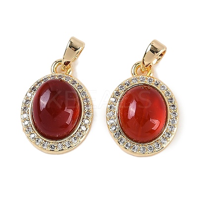 Natural Carnelian(Dyed & Heated) Oval Pendants KK-P283-41G-1