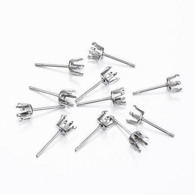 Tarnish Resistant 304 Stainless Steel Stud Earring Settings STAS-H376-97-1