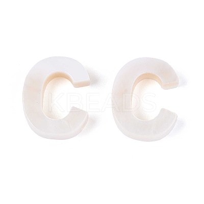 Natural Freshwater Shell Letter Charms BSHE-ZX007-02C-1