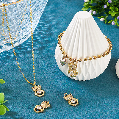 2Pcs Brass Micro Pave Cubic Zirconia Pendants KK-TA0002-81D-1