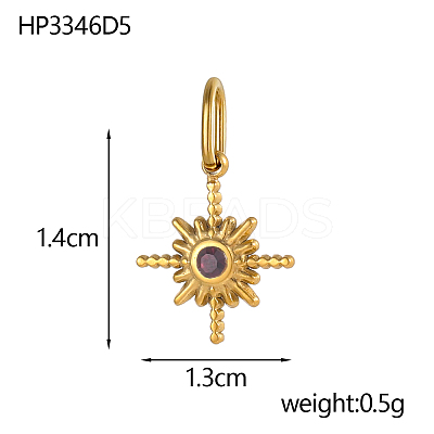 304 Stainless Steel Cubic Zirconia Pendants STAS-OY007-74G-1