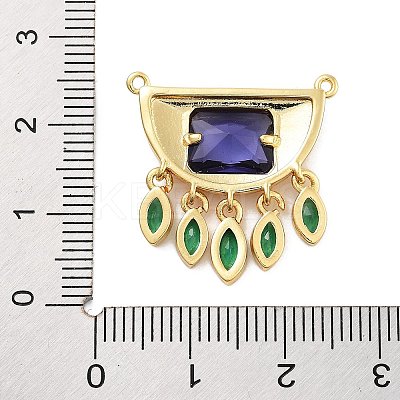 Rack Plating Brass Micro Pave Cubic Zirconia & Glass Pendants  KK-Z071-66G-01-1