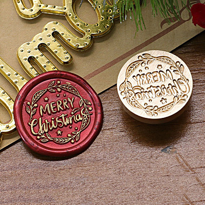 Merry Christmas Series Wax Seal Brass Stamp Head AJEW-M037-01G-05-1
