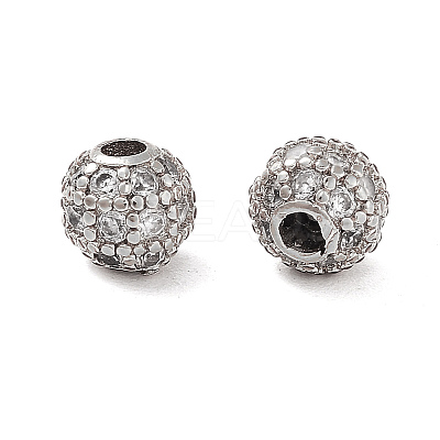 Round Brass Micro Pave Cubic Zirconia Beads ZIRC-N016-01P-4MM-1