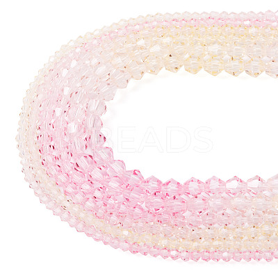 12 Strands 3 Styles Gradient Color Baking Paint Glass Bead Strands DGLA-TA0001-21C-1
