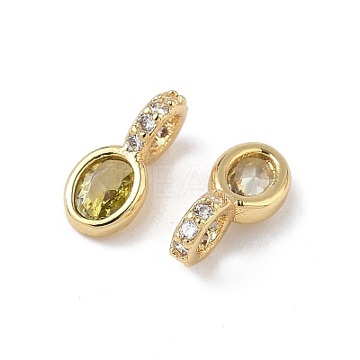 Brass Micro Pave Cubic Zirconia Charms KK-Q039-04G-1