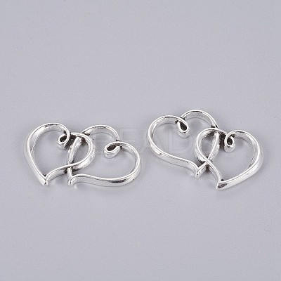 Tibetan Style Double Heart Links connectors LS-TIBE-M029-02AS-LF-1