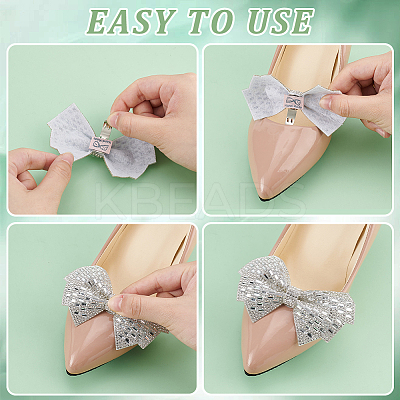 8Pcs 4 Styles Bowknot Alloy Rhinestone Shoe Decorations AJEW-GA0006-99-1
