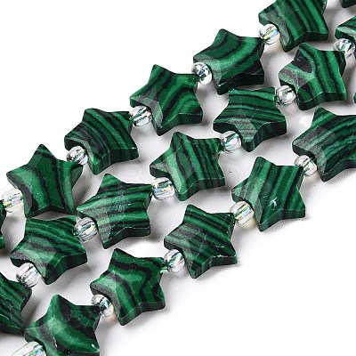 Dyed Synthetic Malachite Beads Strands G-T138-191-1