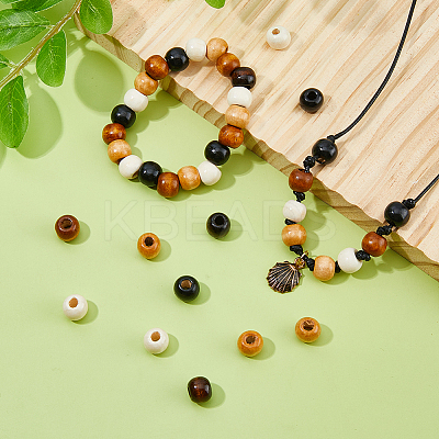 400Pcs 5 Styles Wooden Beads WOOD-DC0001-40-1