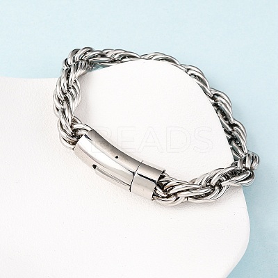 304 Stainless Steel Rope Chain Bracelets for Men Women BJEW-C124-03B-P-1