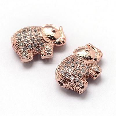 Rack Plating Brass Cubic Zirconia Beads ZIRC-S032-01RG-1