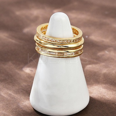 Brass Micro Pave Cubic Zirconia Plain Band Finger Rings for Women RJEW-P160-01D-G-1