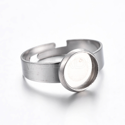 Tarnish Resistant Adjustable 304 Stainless Steel Finger Rings Components STAS-G187-01P-8mm-1