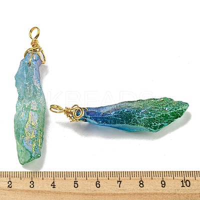 Electroplated Raw Rough Natural Quartz Crystal Big Pendants G-A229-02G-03-1