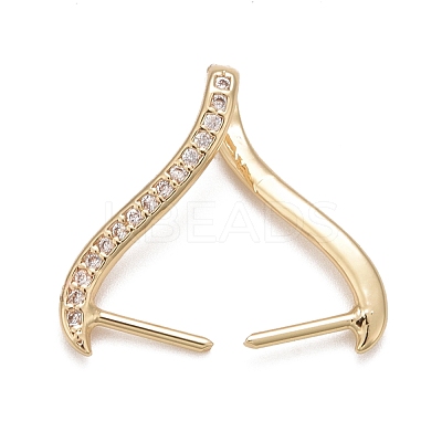 Rack Plating Brass Micro Pave Cubic Zirconia Ice Pick Pinch Bails KK-B056-01KCG-1