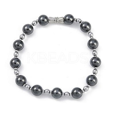 Synthetic Non-magnetic Hematite Beaded Stretch Bracelets for Women Men BJEW-F480-02C-1